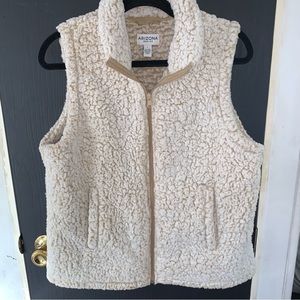 Arizona Vest with Faux Fleece Large Tan/Cream Colored Slight Peeling on Pocket